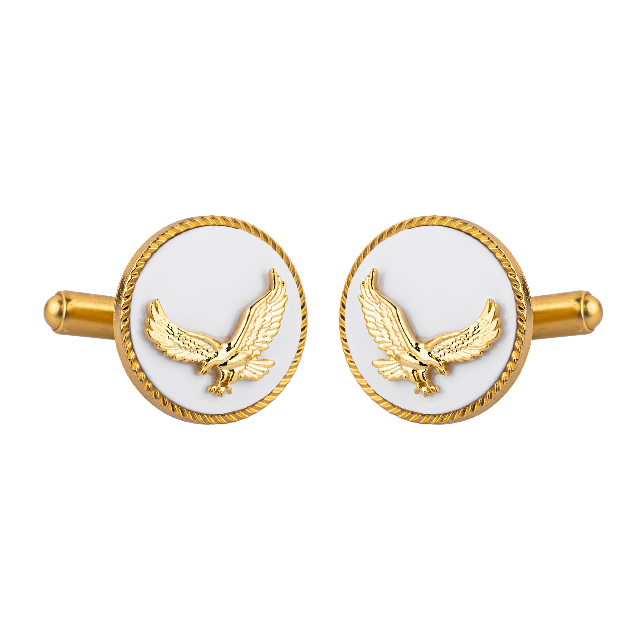 White Marwar Eagle Gold Plated Cufflinks