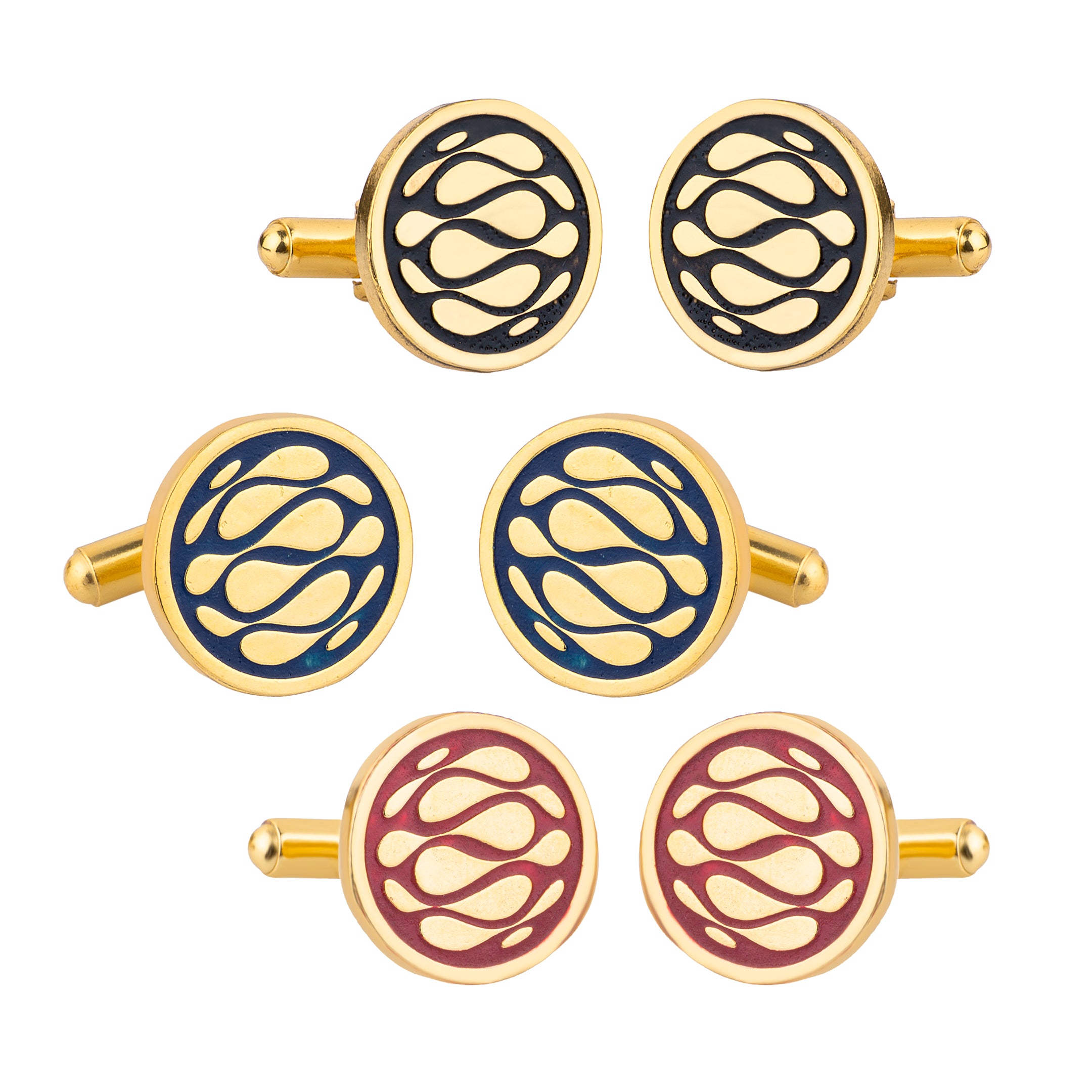 Desert Wave Blue Enamel Gold Plated Cufflinks