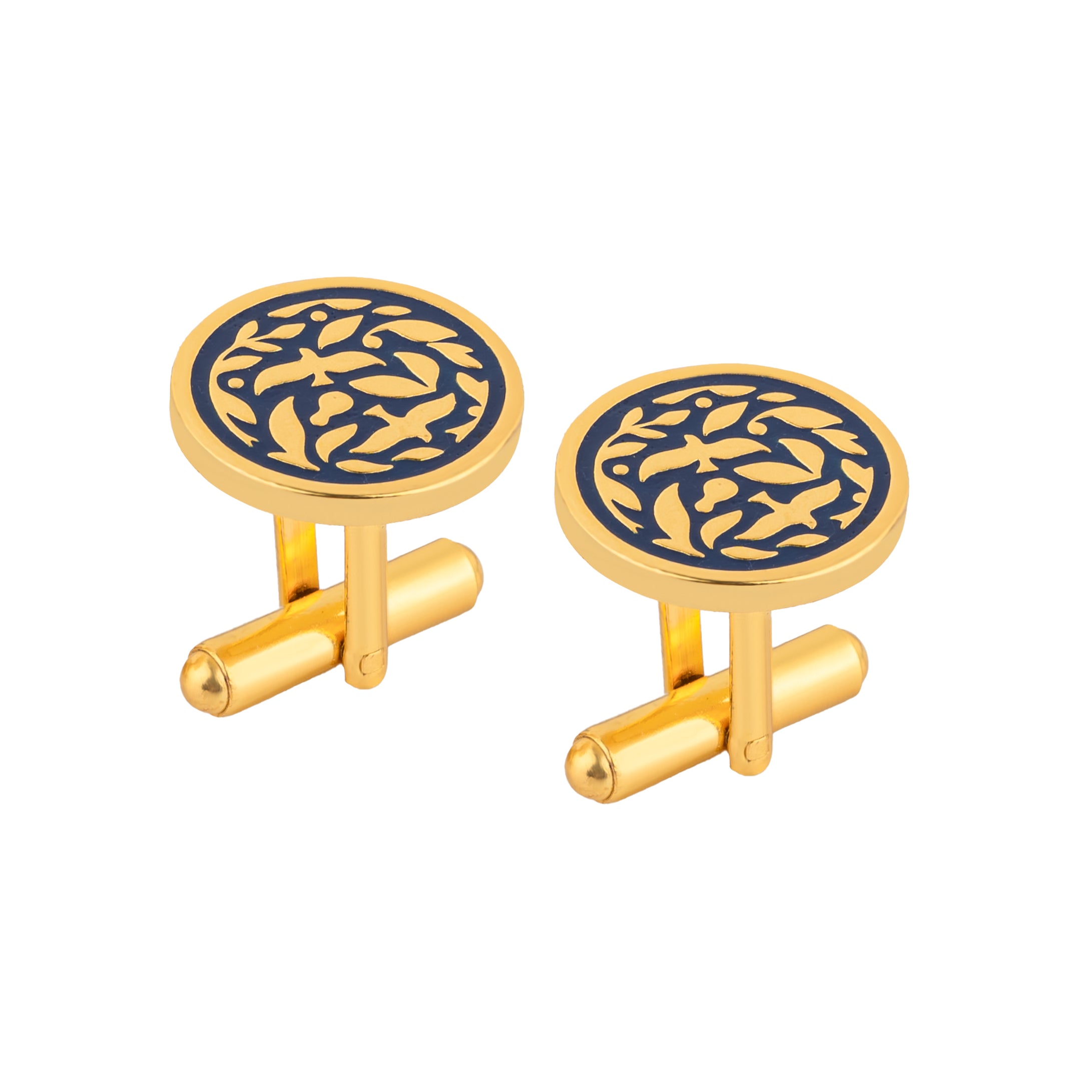 Jodhpur Heritage Avian Blue Enamel Gold Plated Cufflinks