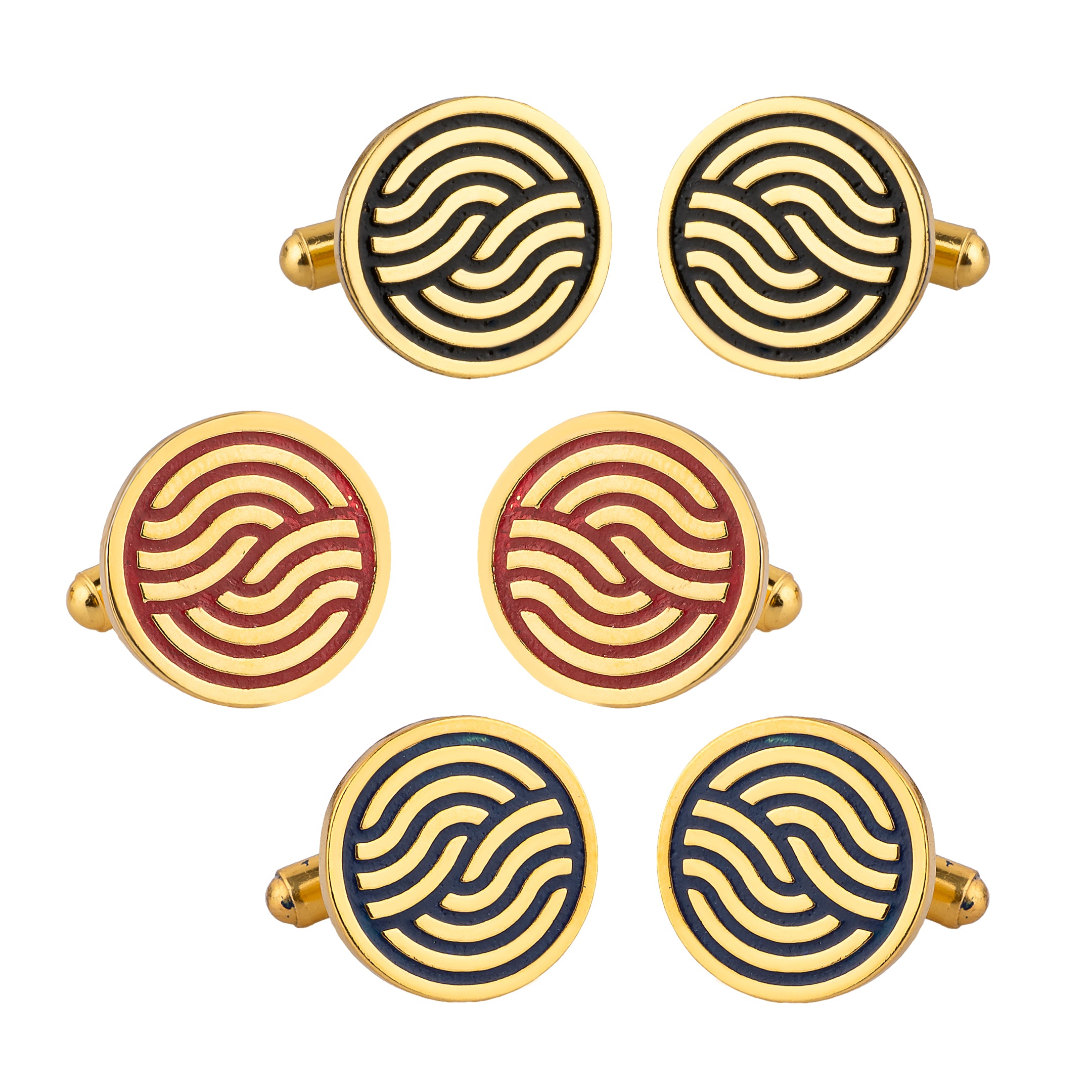 Leheriya Black Enamel Gold Plated Cufflinks