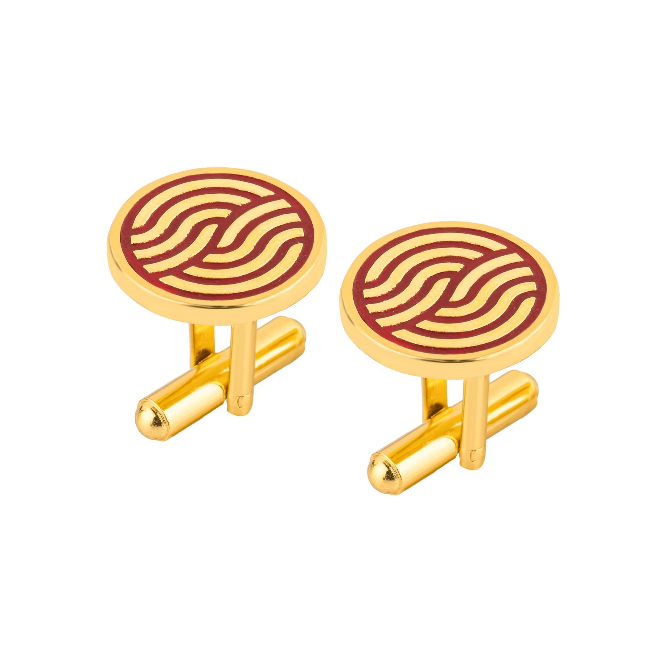 Leheriya Red Enamel Gold Plated Cufflinks