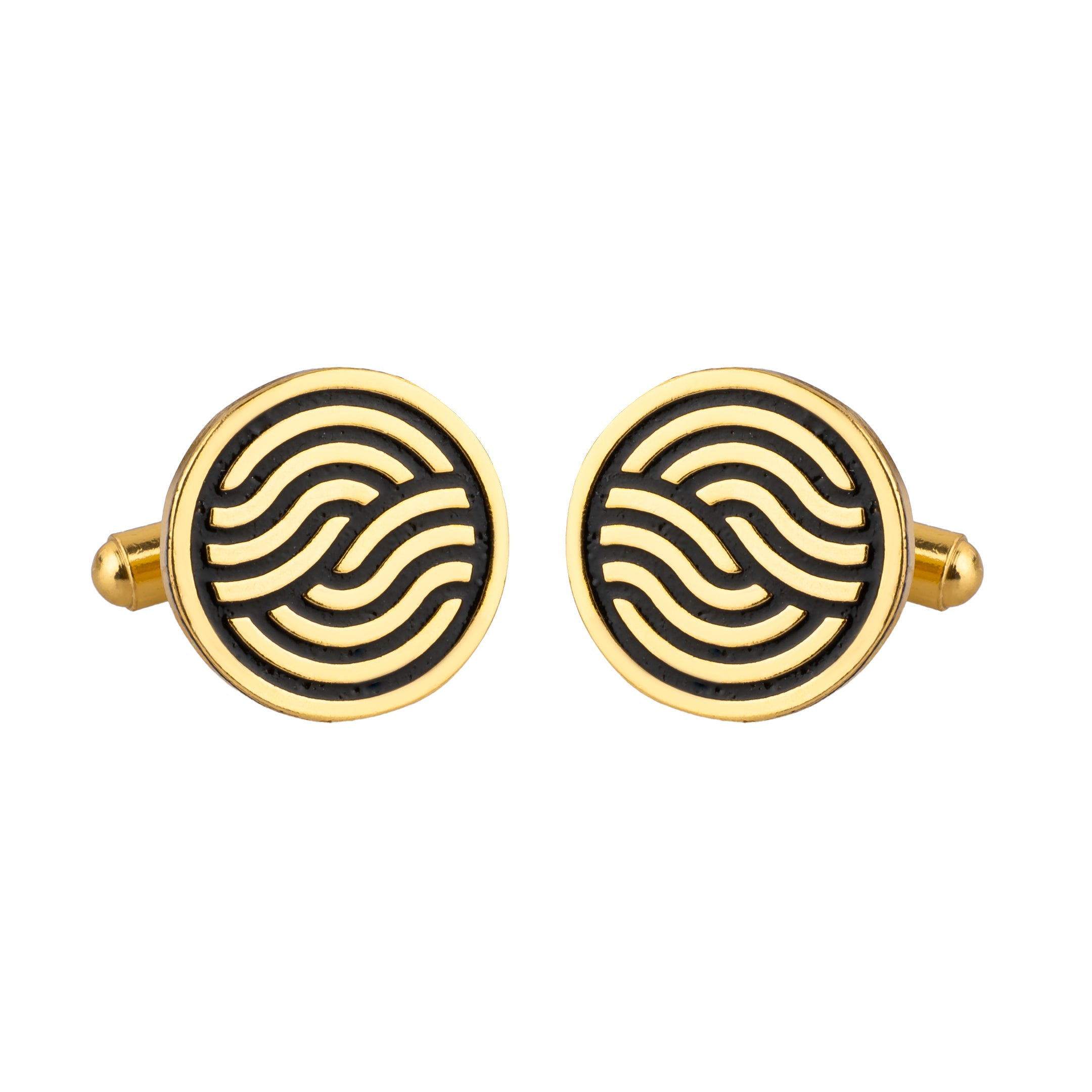 Leheriya Black Enamel Gold Plated Cufflinks