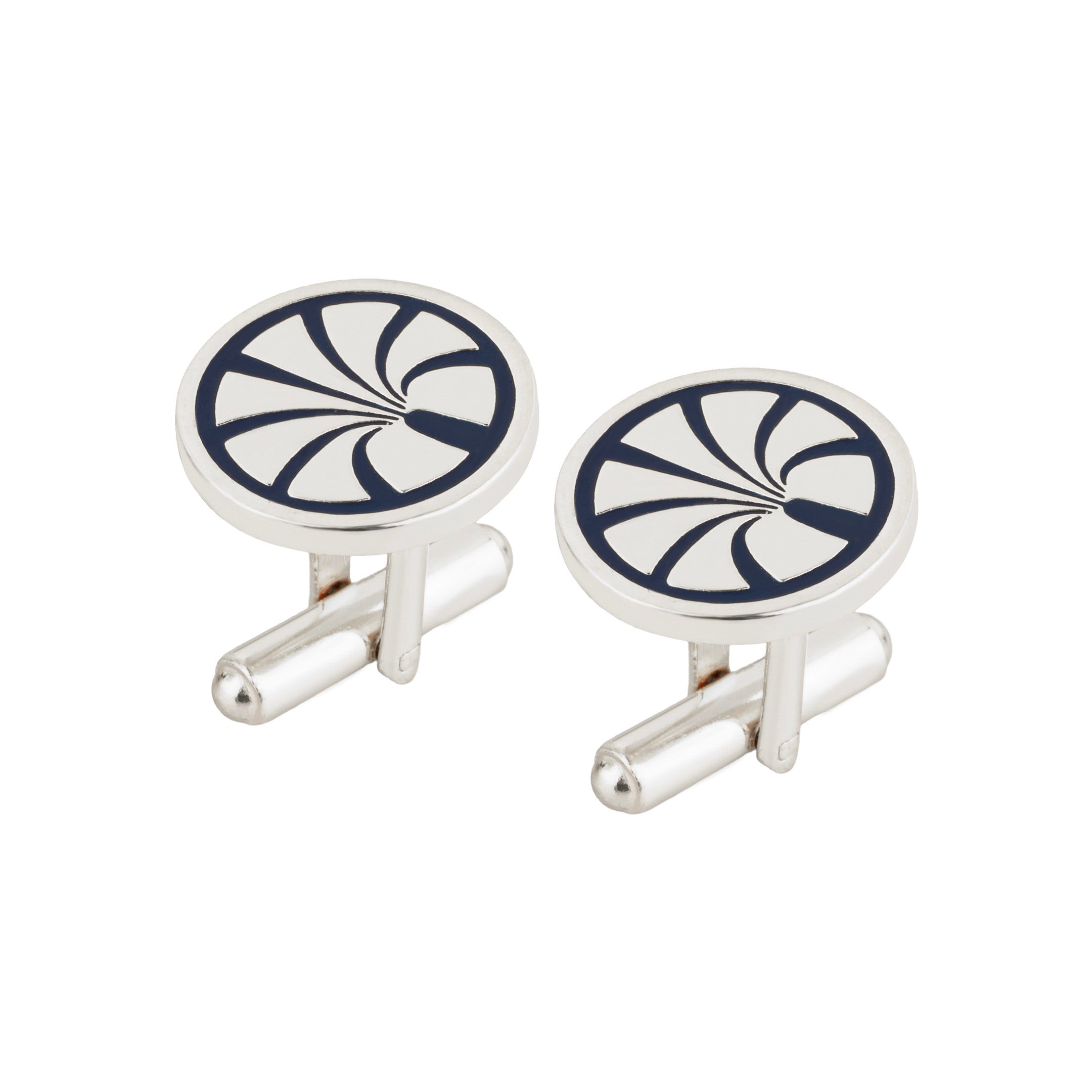 Royal Oasis Heritage Blue Enamel Silver Plated Cufflinks