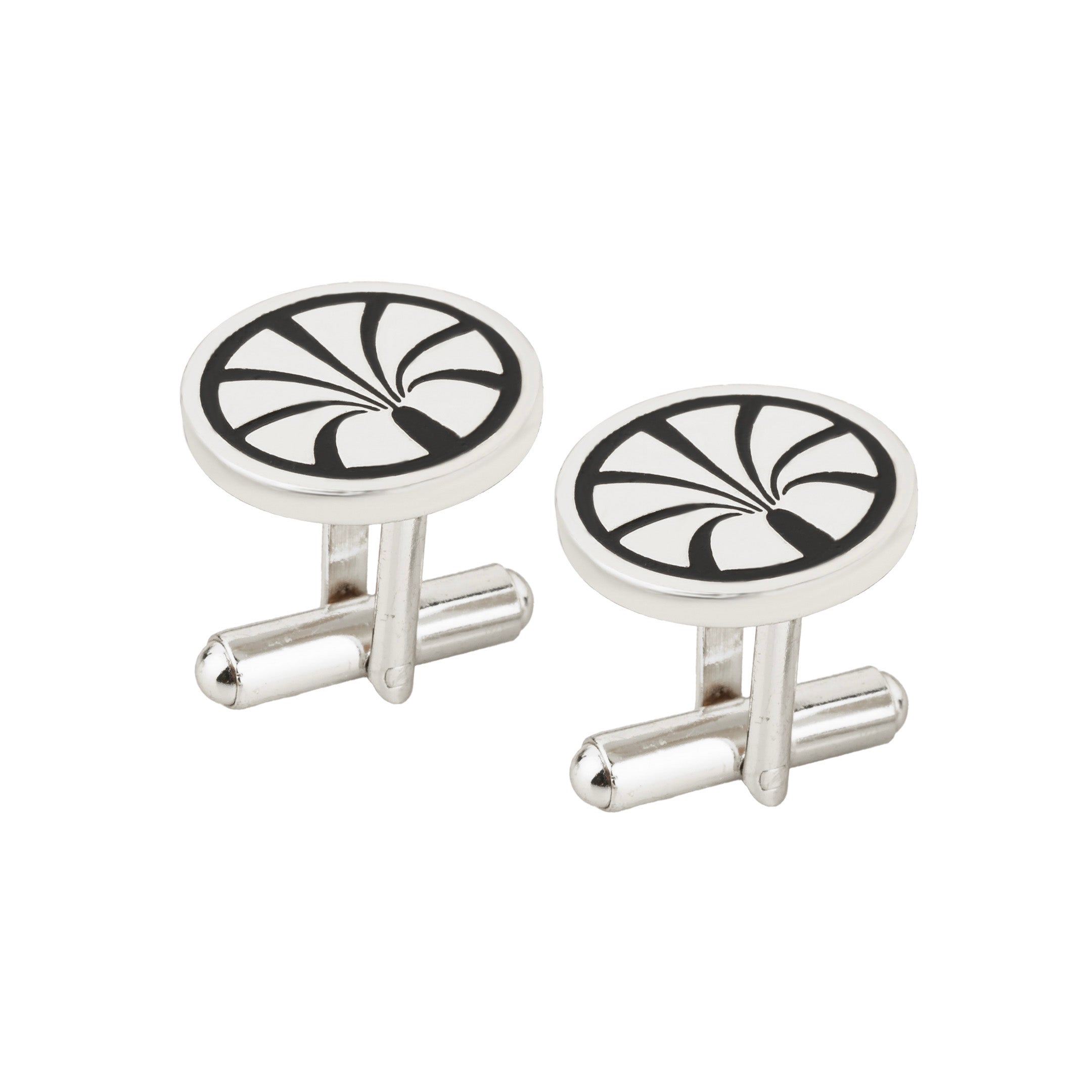 Royal Oasis Heritage Black Enamel Silver Plated Cufflinks