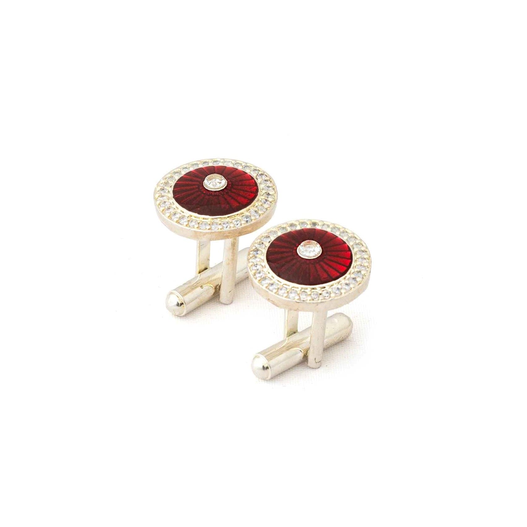 Maroon Guilloche Silver Cufflinks For Men | Elegant Coat Cufflinks | JRT Handicrafts
