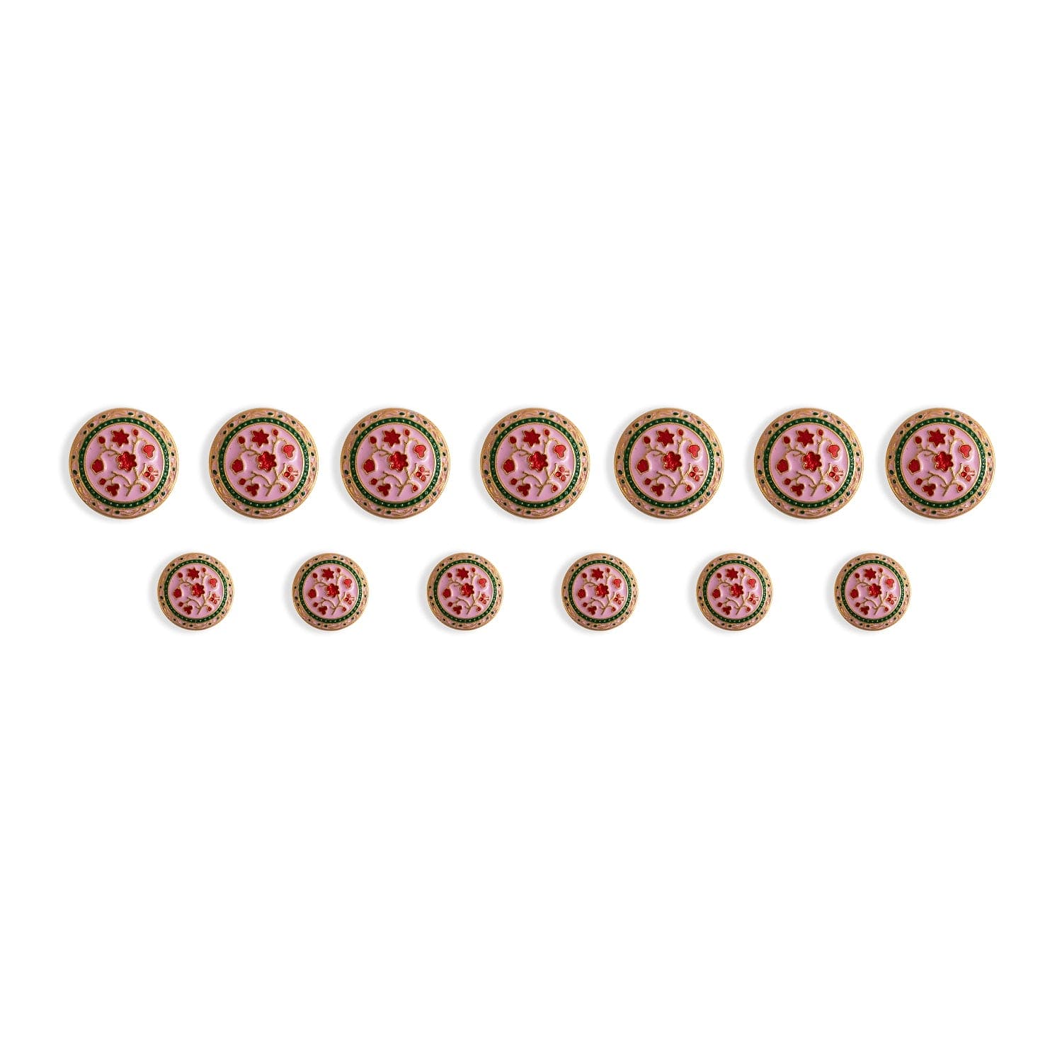 Handcrafted Red Tulip Pink Enamel Buttons | Designer Sherwani Buttons | JRT Handicrafts
