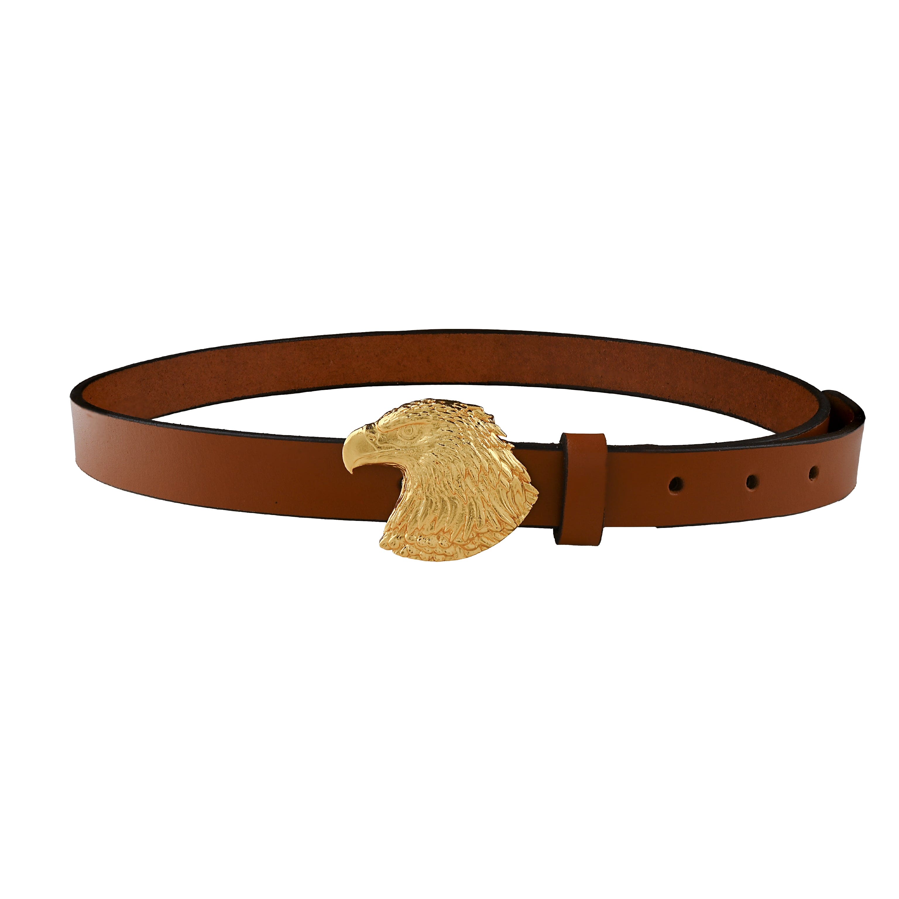 Handcrafted Eagle Head Gold Plated Leather Belt