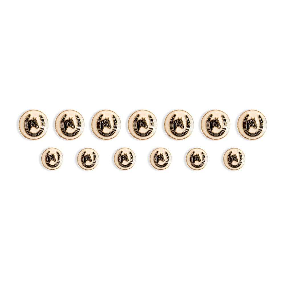 Handcrafted White Horseshoe Enamel Buttons | Premium Blazer Button Sets | JRT Handicrafts