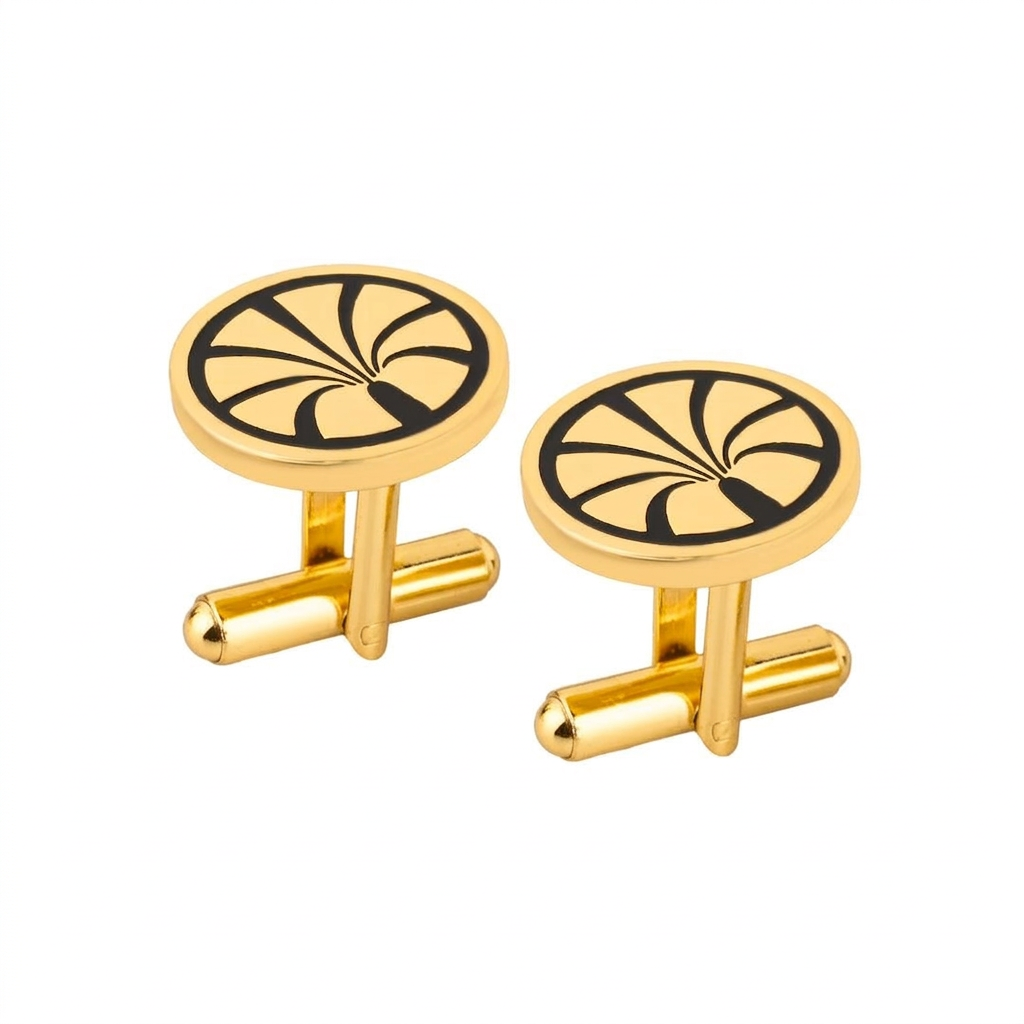 Royal Oasis Heritage Black Enamel Gold Plated Cufflinks