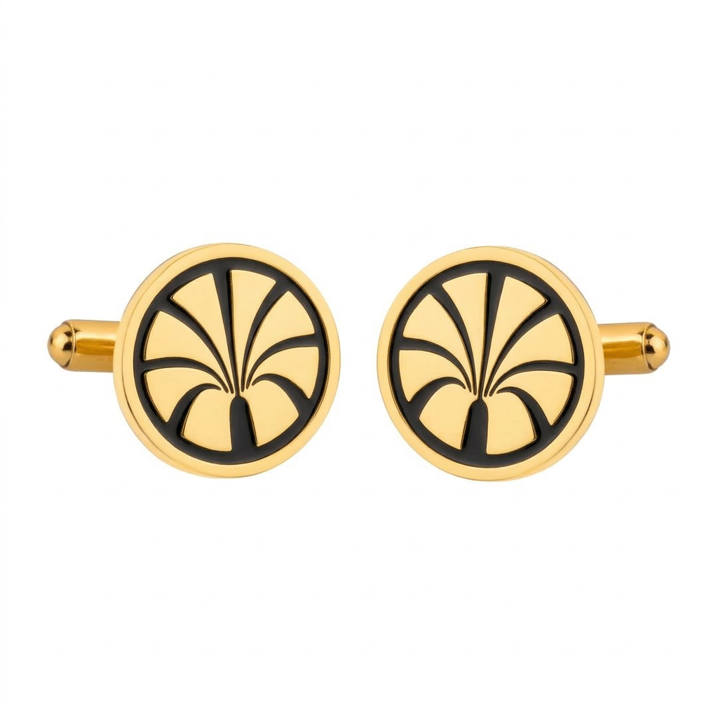 Royal Oasis Heritage Black Enamel Gold Plated Cufflinks
