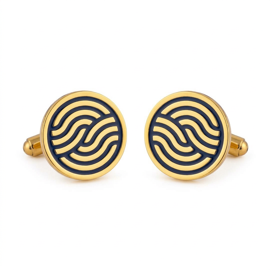 Leheriya Blue Enamel Gold Plated Cufflinks