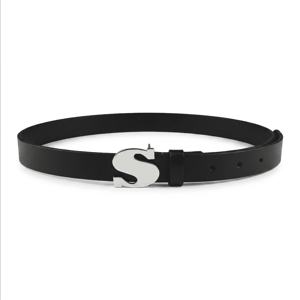 Handcrafted Personalized Initial Monogram Silver Buckle Slim Belt for Women