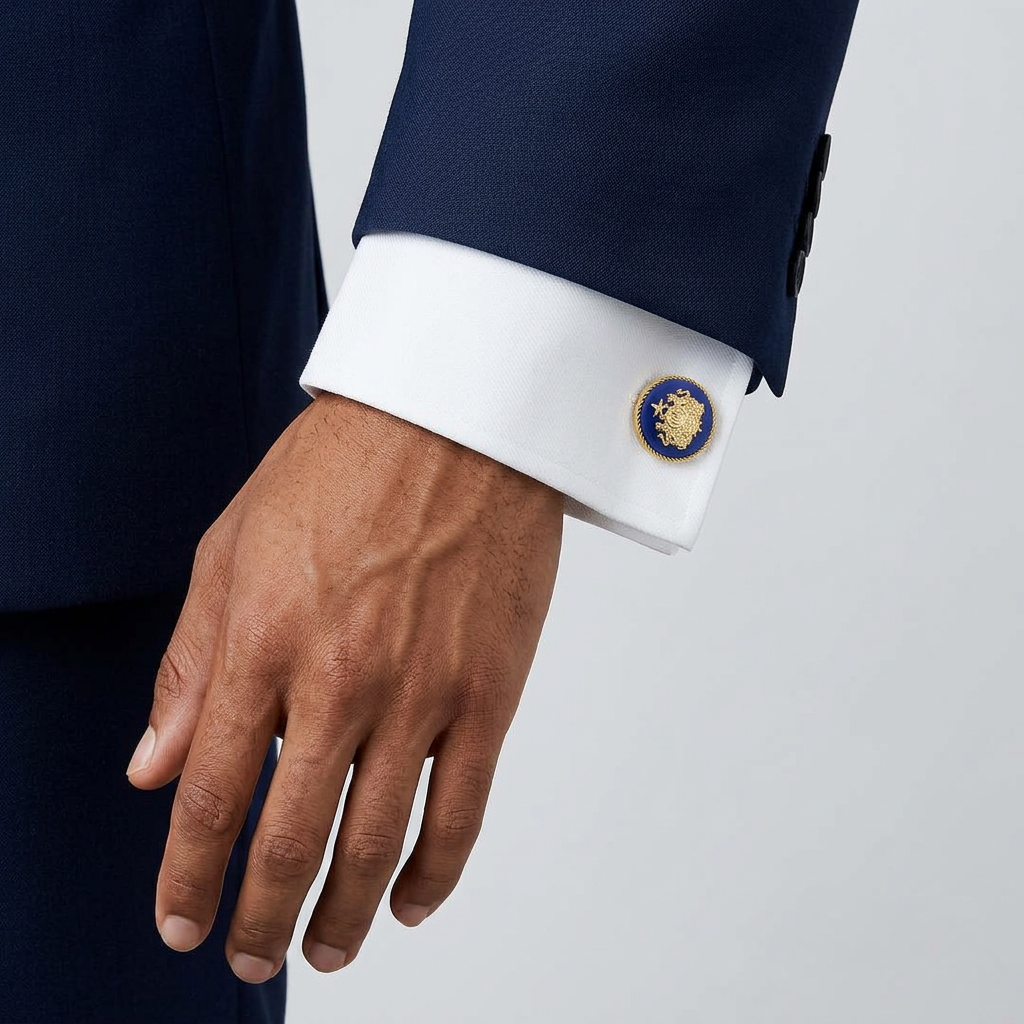 Blue Sirohi Clan Gold Plated Cufflinks