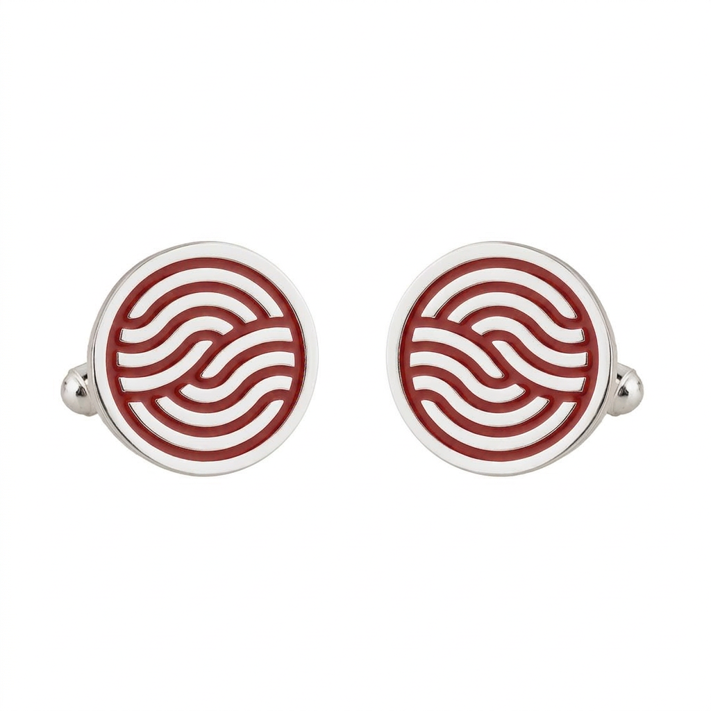 Leheriya Red Enamel Silver Plated Cufflinks