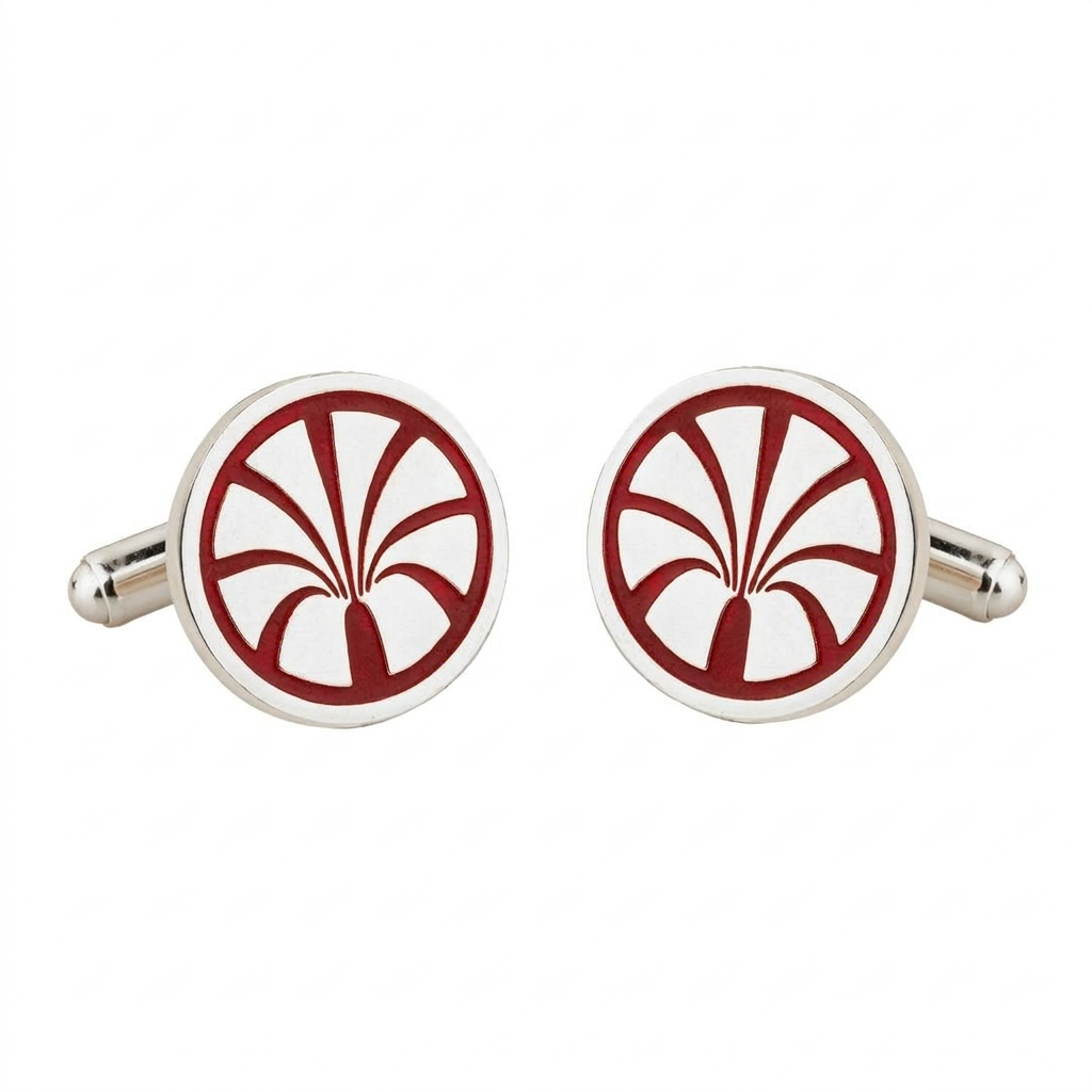 Royal Oasis Heritage Red Enamel Silver Plated Cufflinks