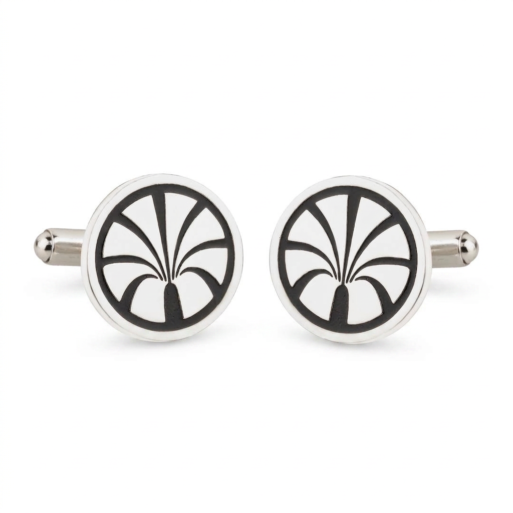 Royal Oasis Heritage Black Enamel Silver Plated Cufflinks
