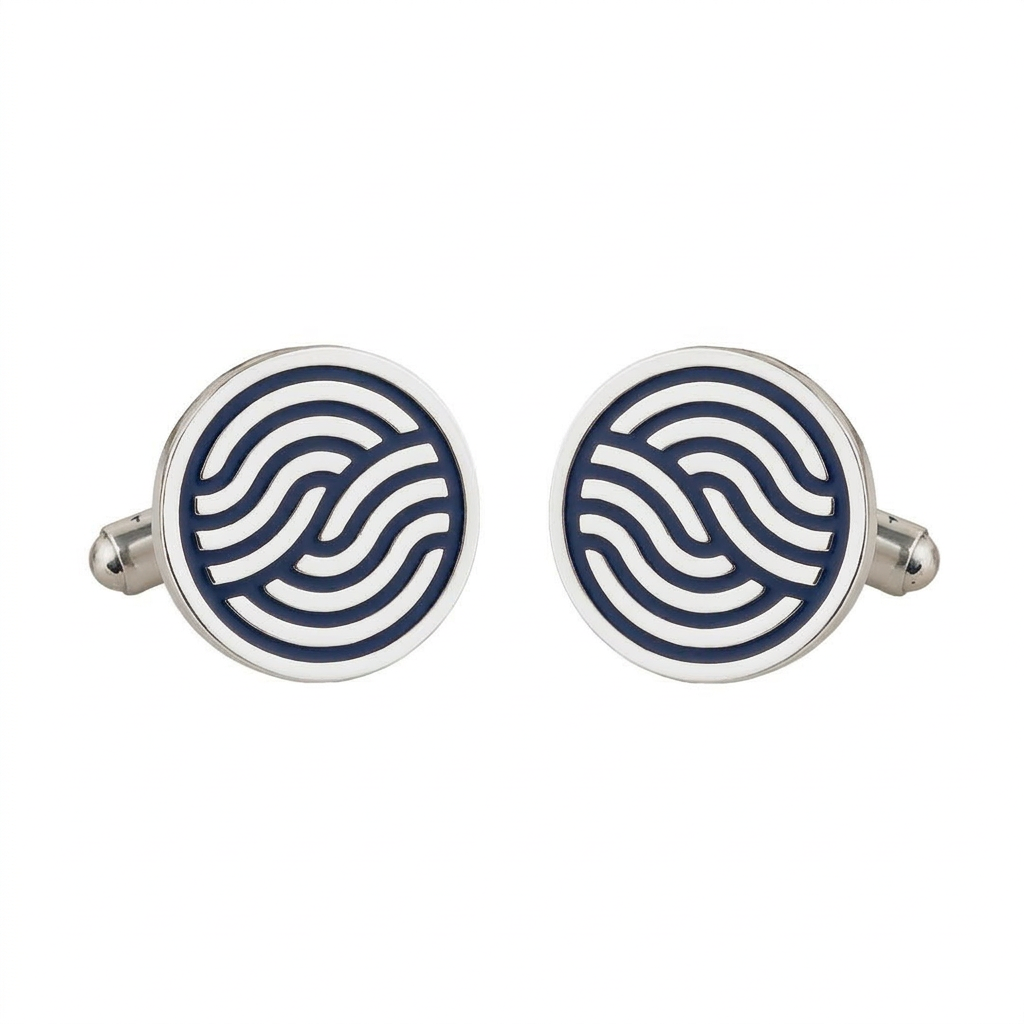 Leheriya Blue Enamel Silver Plated Cufflinks