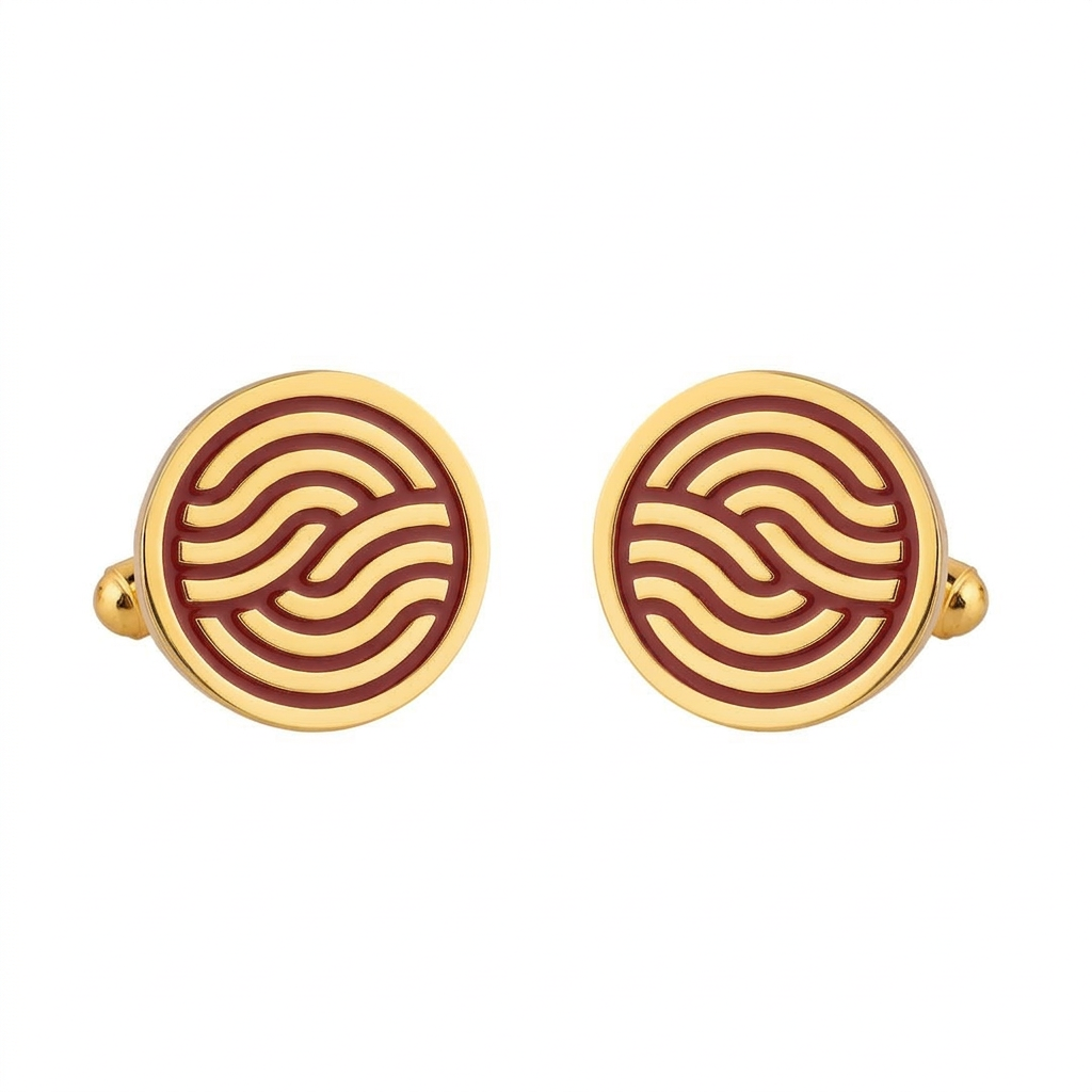 Leheriya Red Enamel Gold Plated Cufflinks