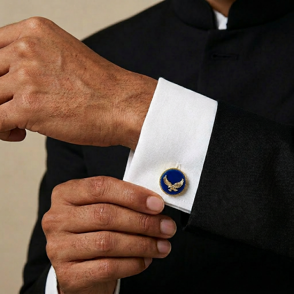 Blue Marwar Eagle Gold Plated Cufflinks