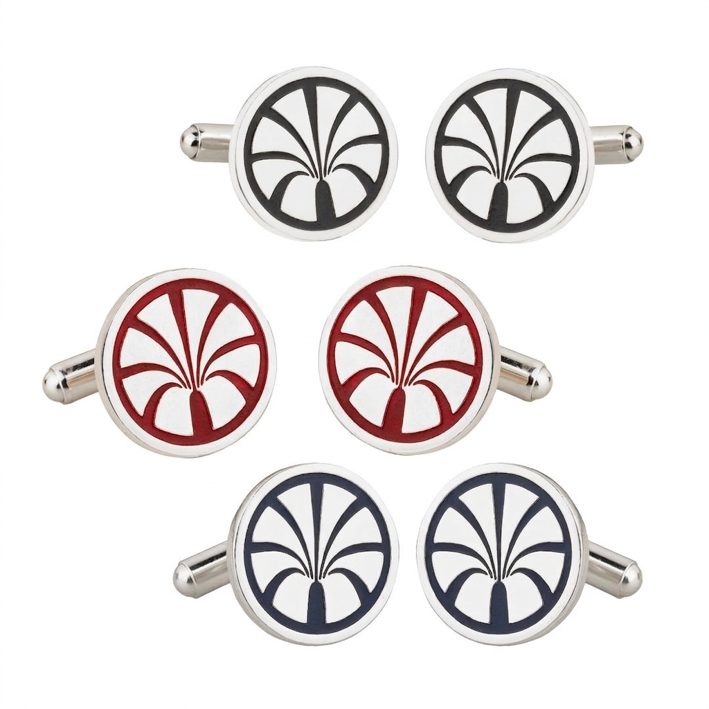 Royal Oasis Heritage Black Enamel Silver Plated Cufflinks