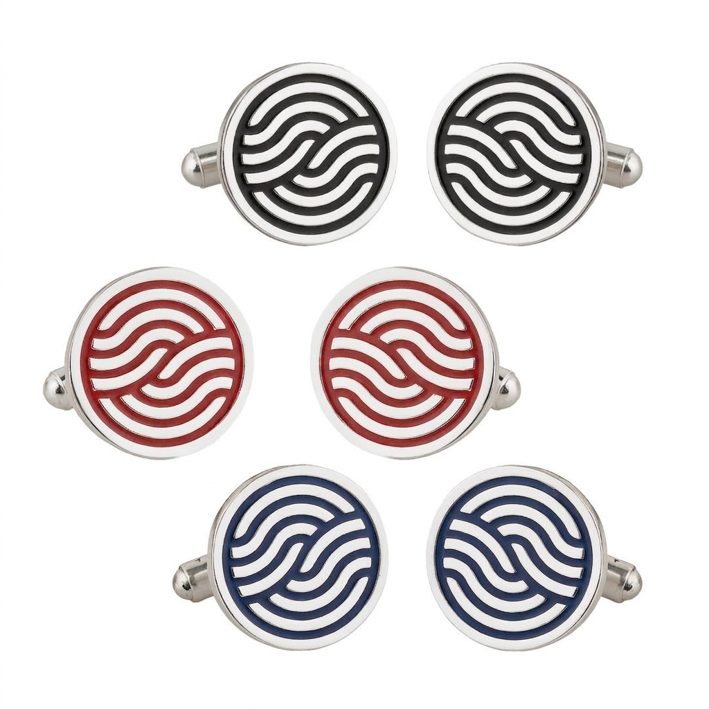 Leheriya Red Enamel Silver Plated Cufflinks