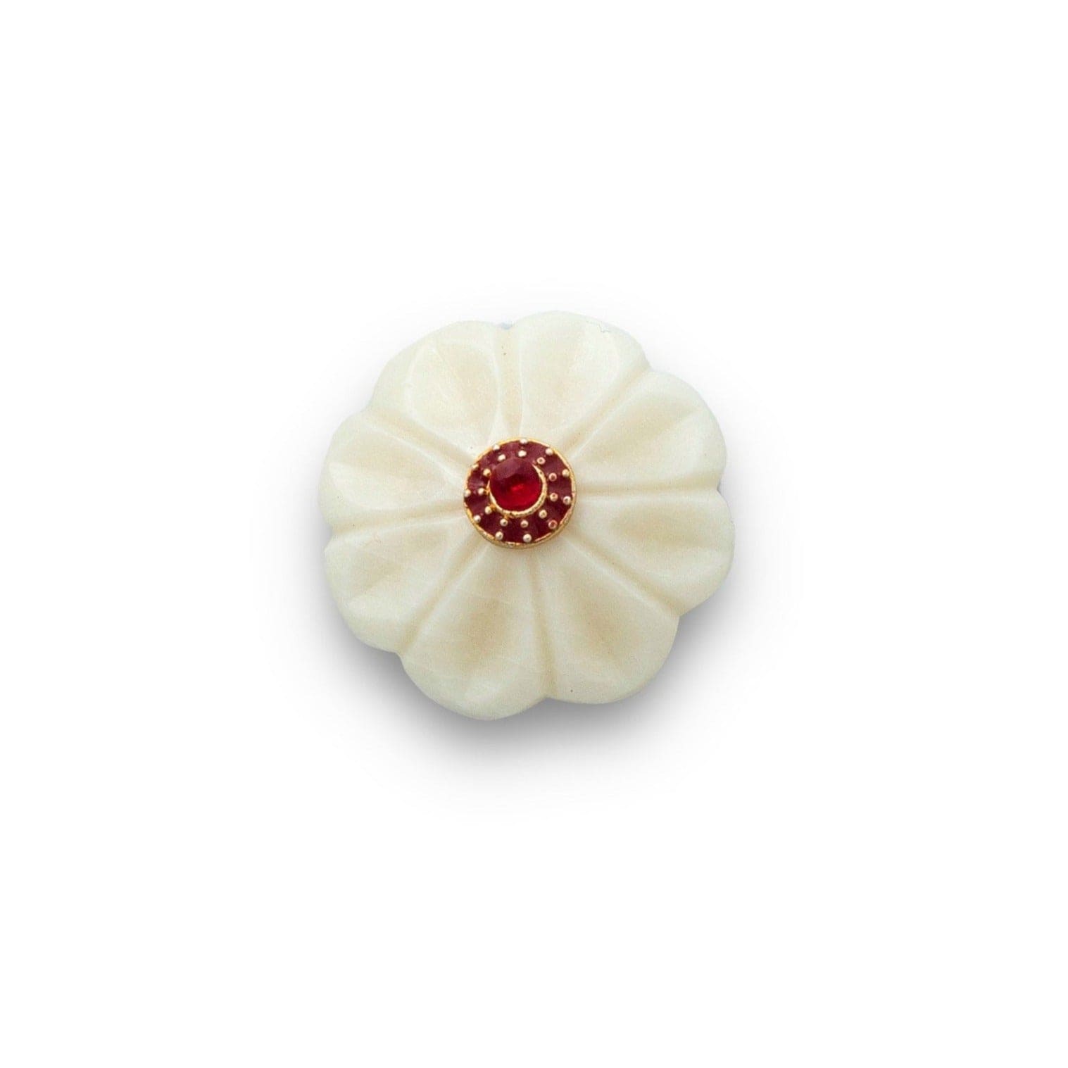 White Bone Floral Buttons