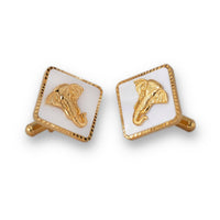 Square Mother of Pearl Elephant Gold Plated Cufflinks