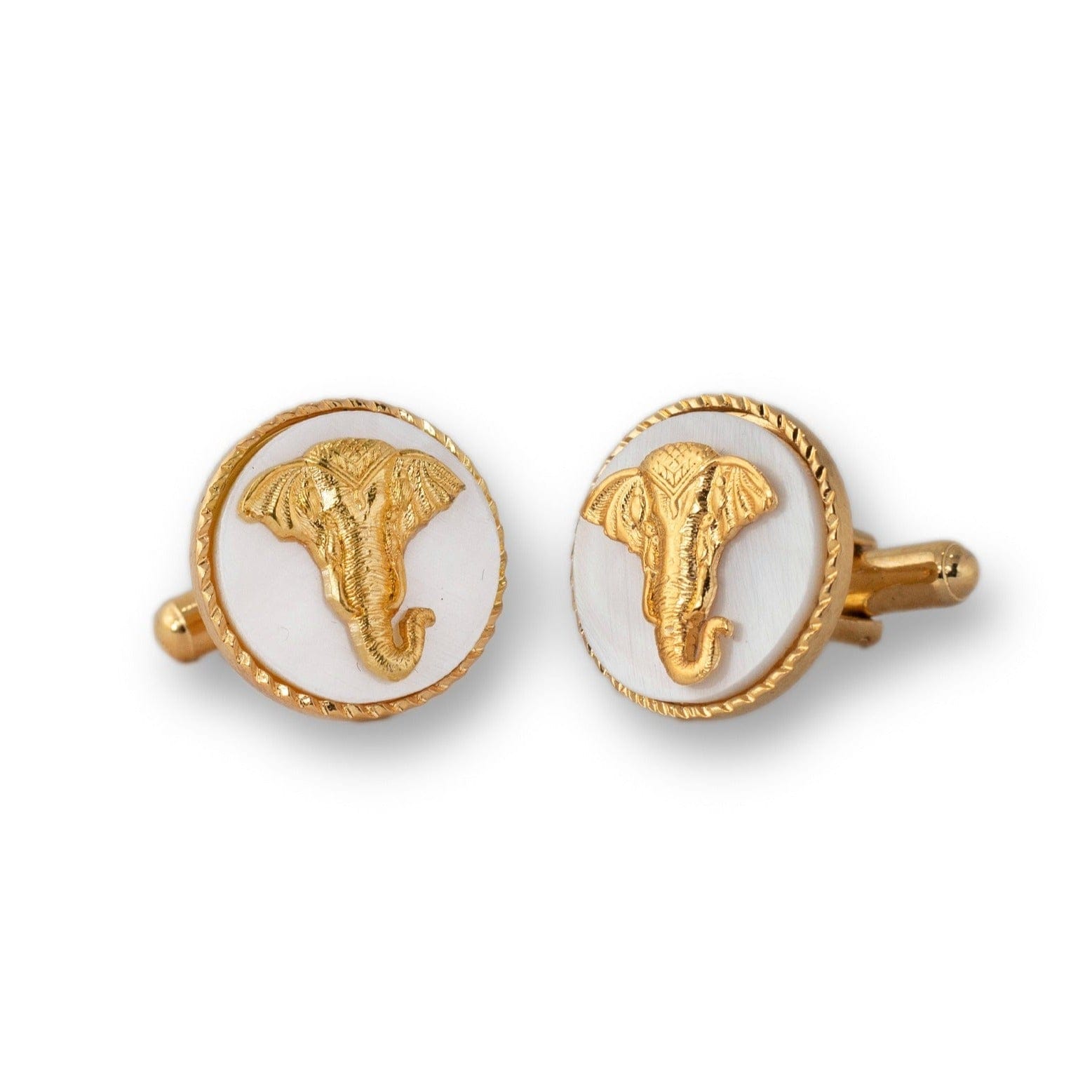 Handcrafted Mother of Pearl Elephant Gold Plated Cufflinks For Men | JRT Handicrafts