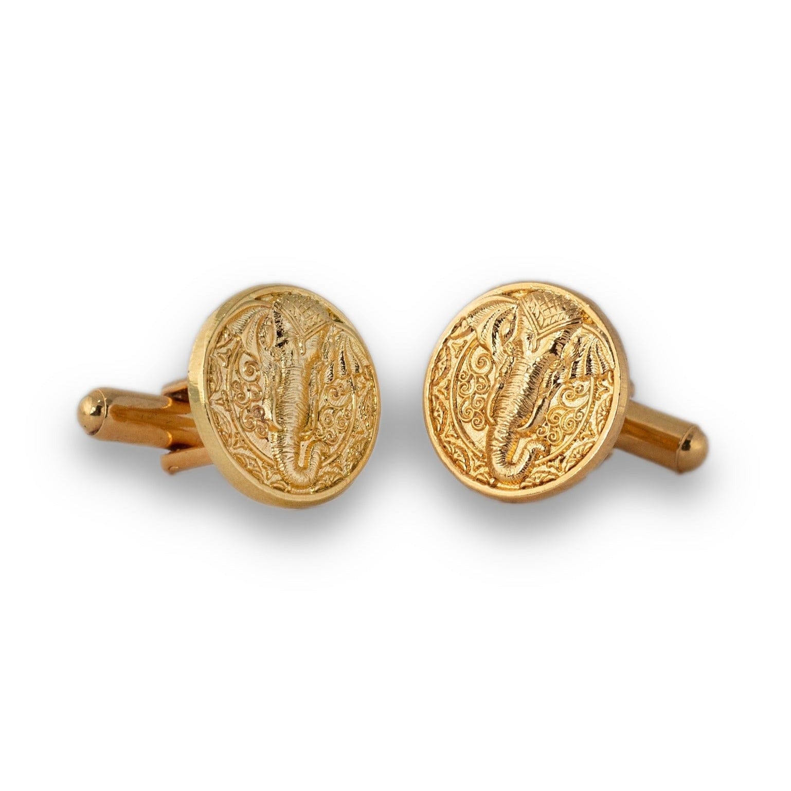 Floral Tracery Elephant Gold Plated Cufflinks For Men | JRT Handicrafts