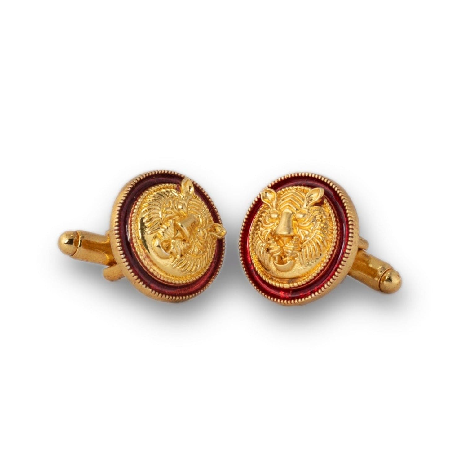 Tiger Enamel Gold Plated Cufflinks (Maroon) | Animal Cufflinks Gift Set | JRT Handicrafts