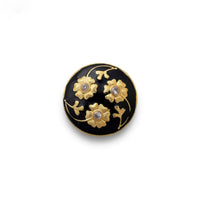 Black Swirl Floral Enamel Buttons