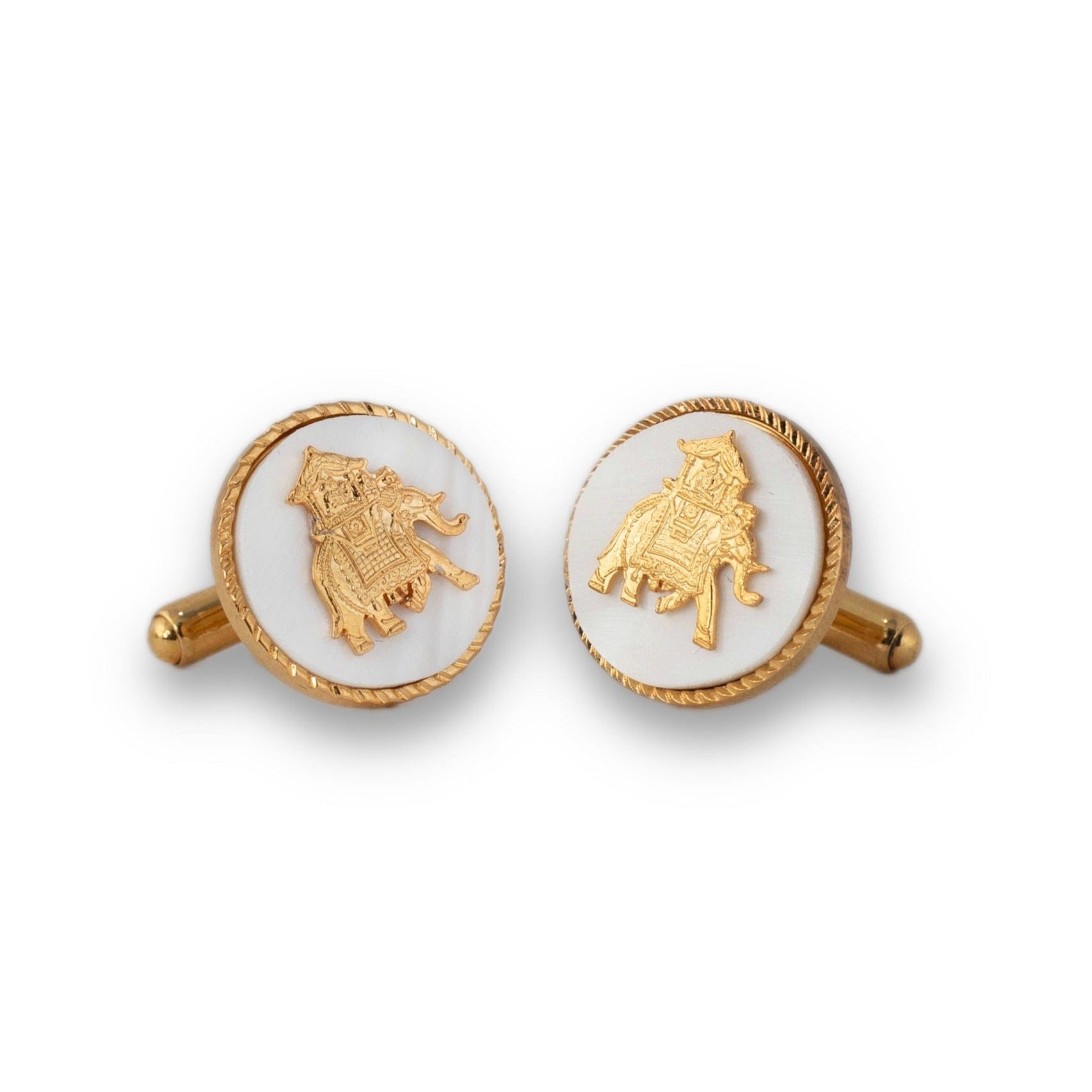 Elephant Howdah Mother of Pearl Gold Plated Cufflinks For Men | Luxury Cufflinks | JRT Handicrafts