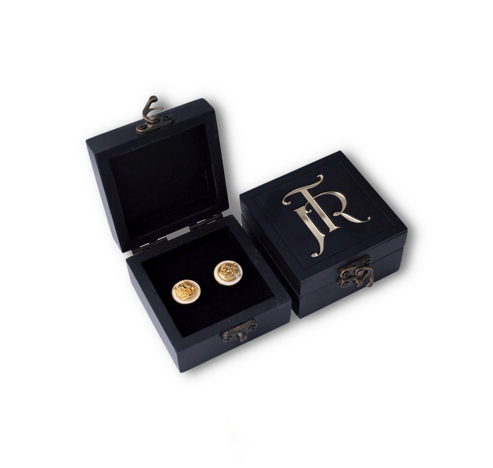 Premium Tiger Enamel Gold Plated Cufflinks (White) | Luxury Cufflinks Gift Set | JRT Handicrafts