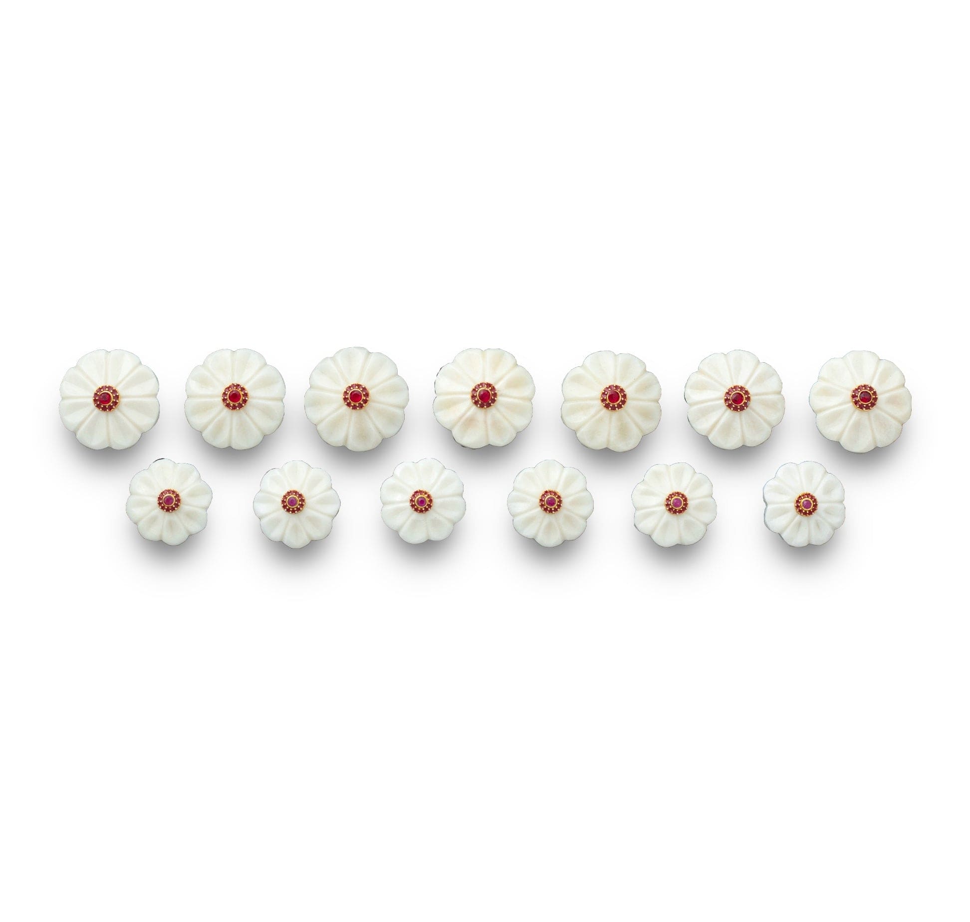 White Bone Floral Buttons