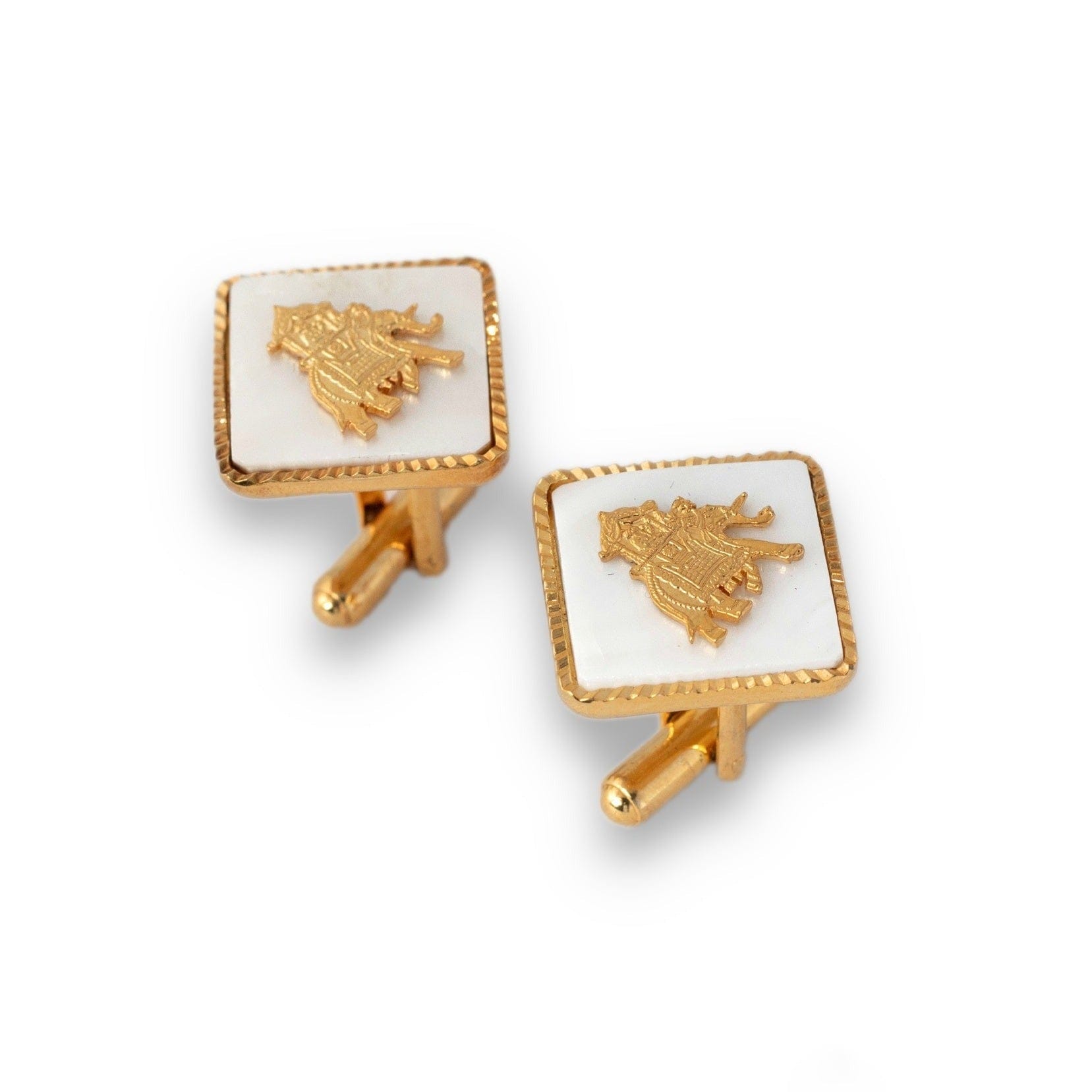 Square Mother of Pearl Howdah Elephant Cufflinks For Men | JRT Handicrafts