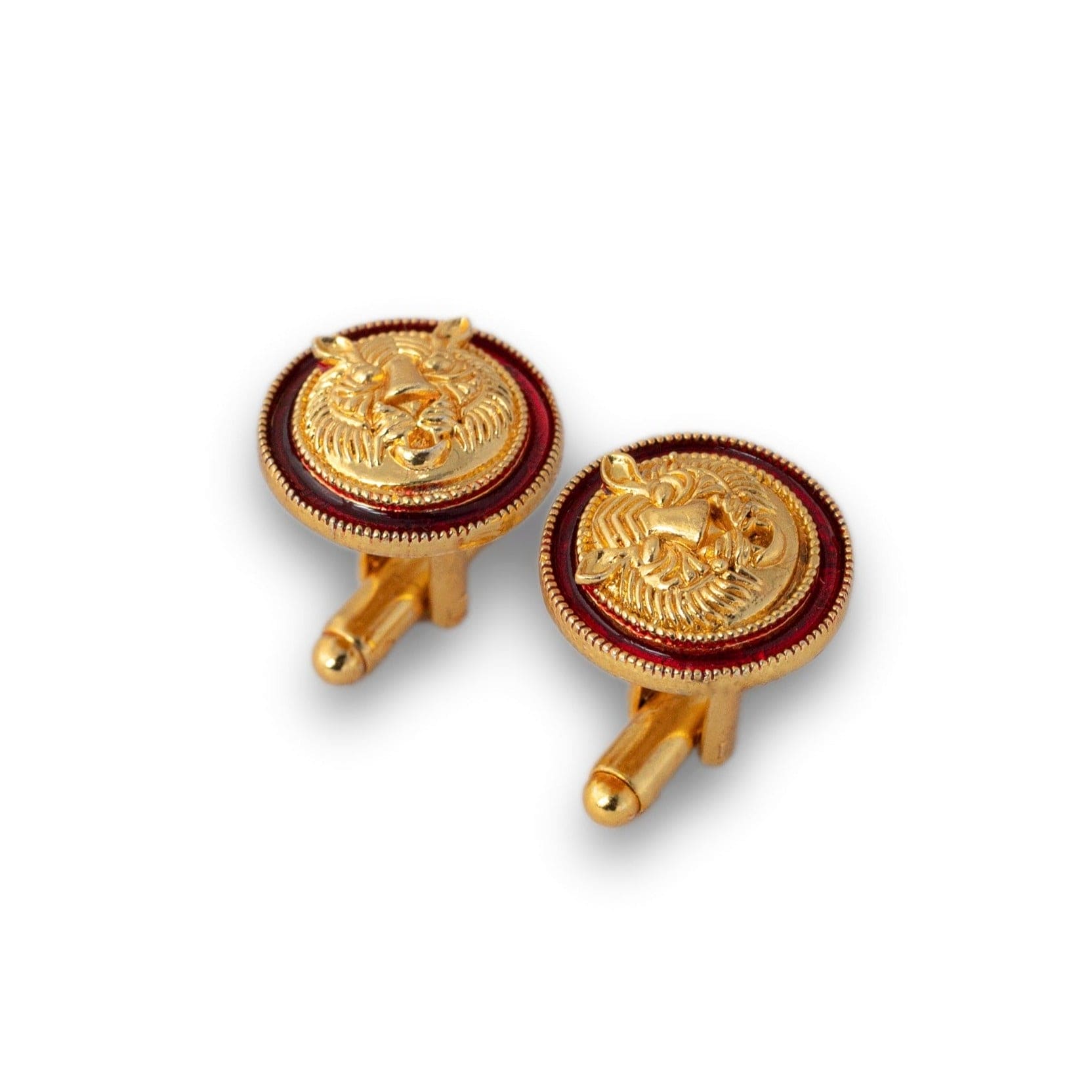 Royal Tiger Enamel Gold Plated Cufflinks (Maroon) | Designer Cufflinks Online | JRT Handicrafts