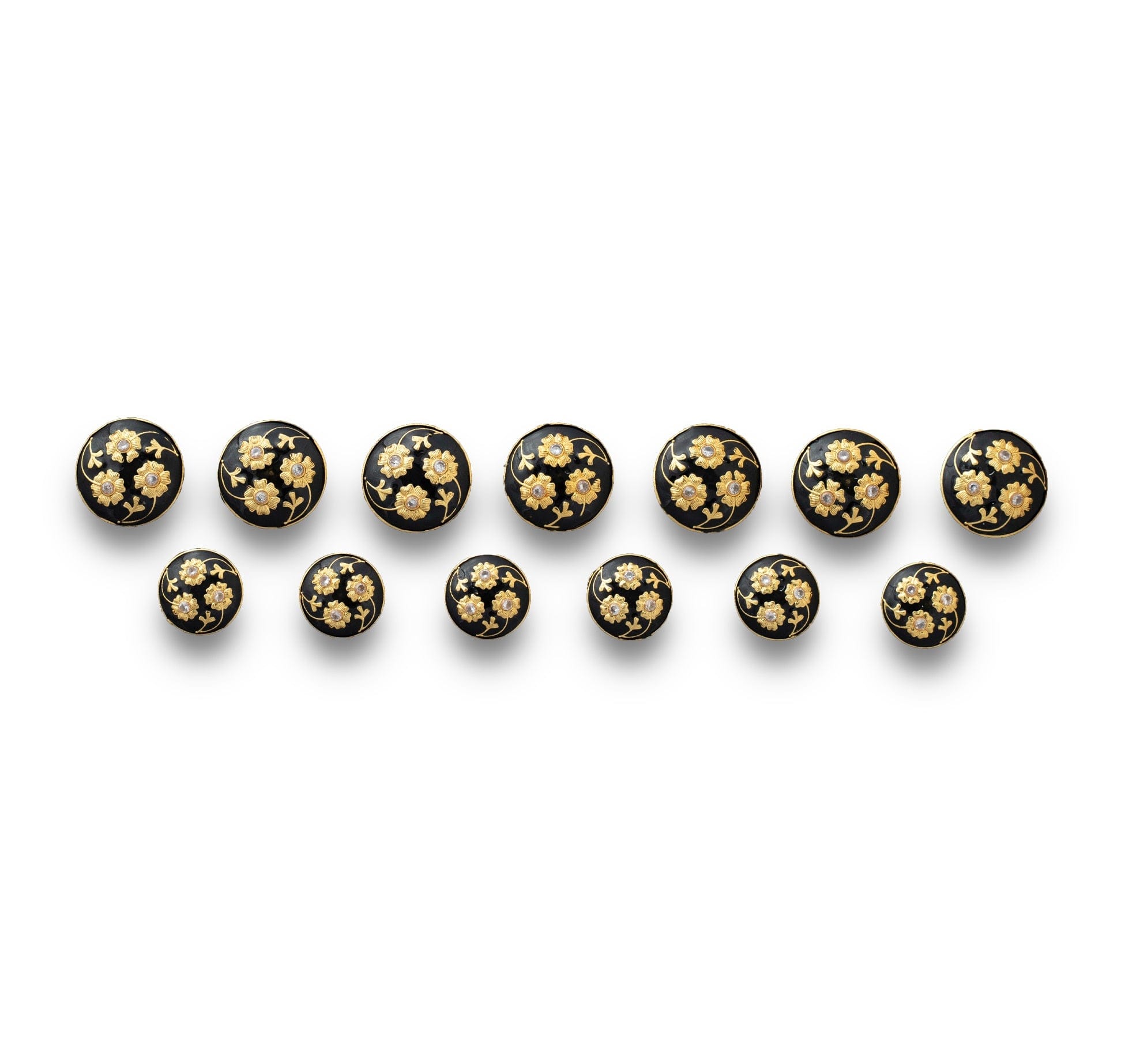 Handcrafted Black Swirl Floral Enamel Buttons | Black Buttons | Jodhpuri Suit Buttons | JRT Handicrafts