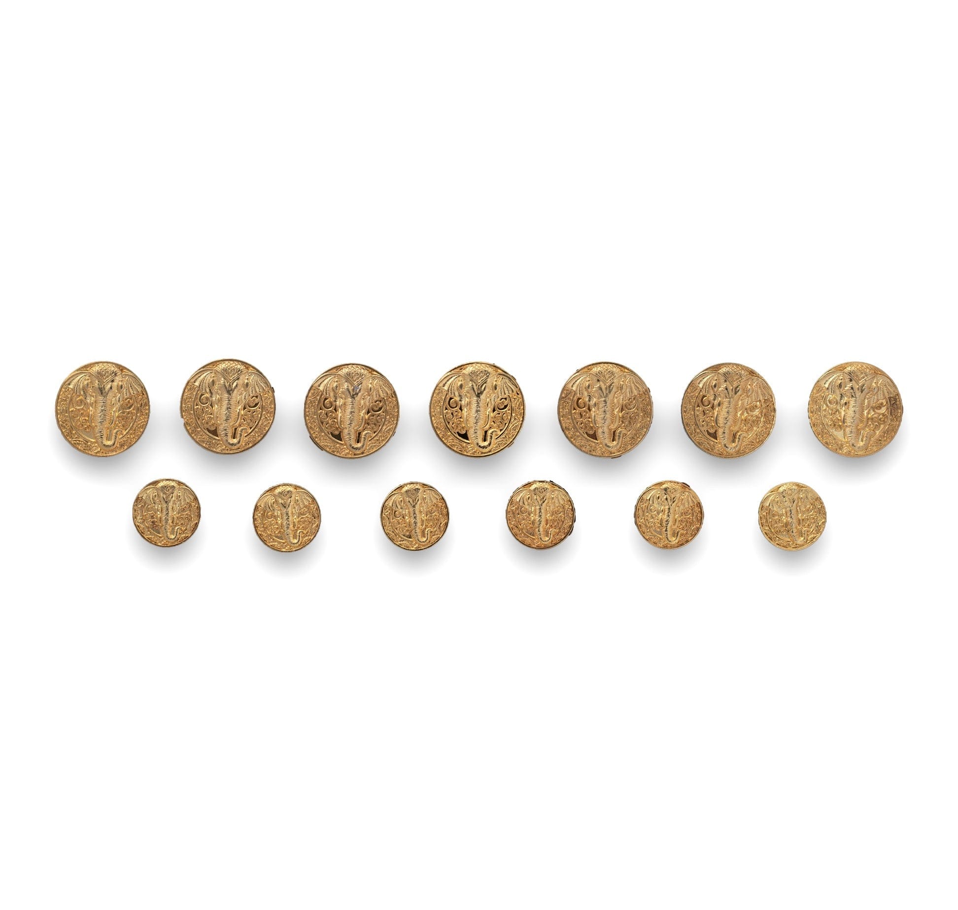 Floral Tracery Elephant Gold Plated Buttons