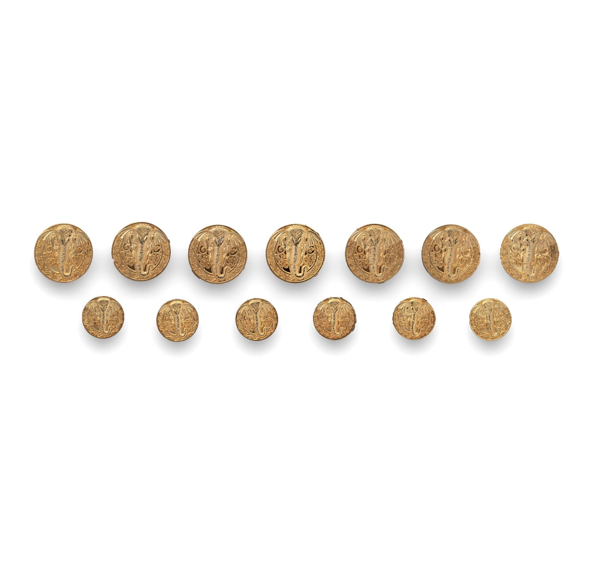 Floral Tracery Elephant Gold Plated Buttons | blazer buttons set | JRT Handicrafts