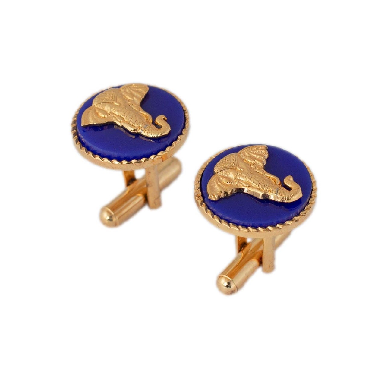 Luxurious Elephant Gold Plated Blue Cufflinks For Men | JRT Handicrafts