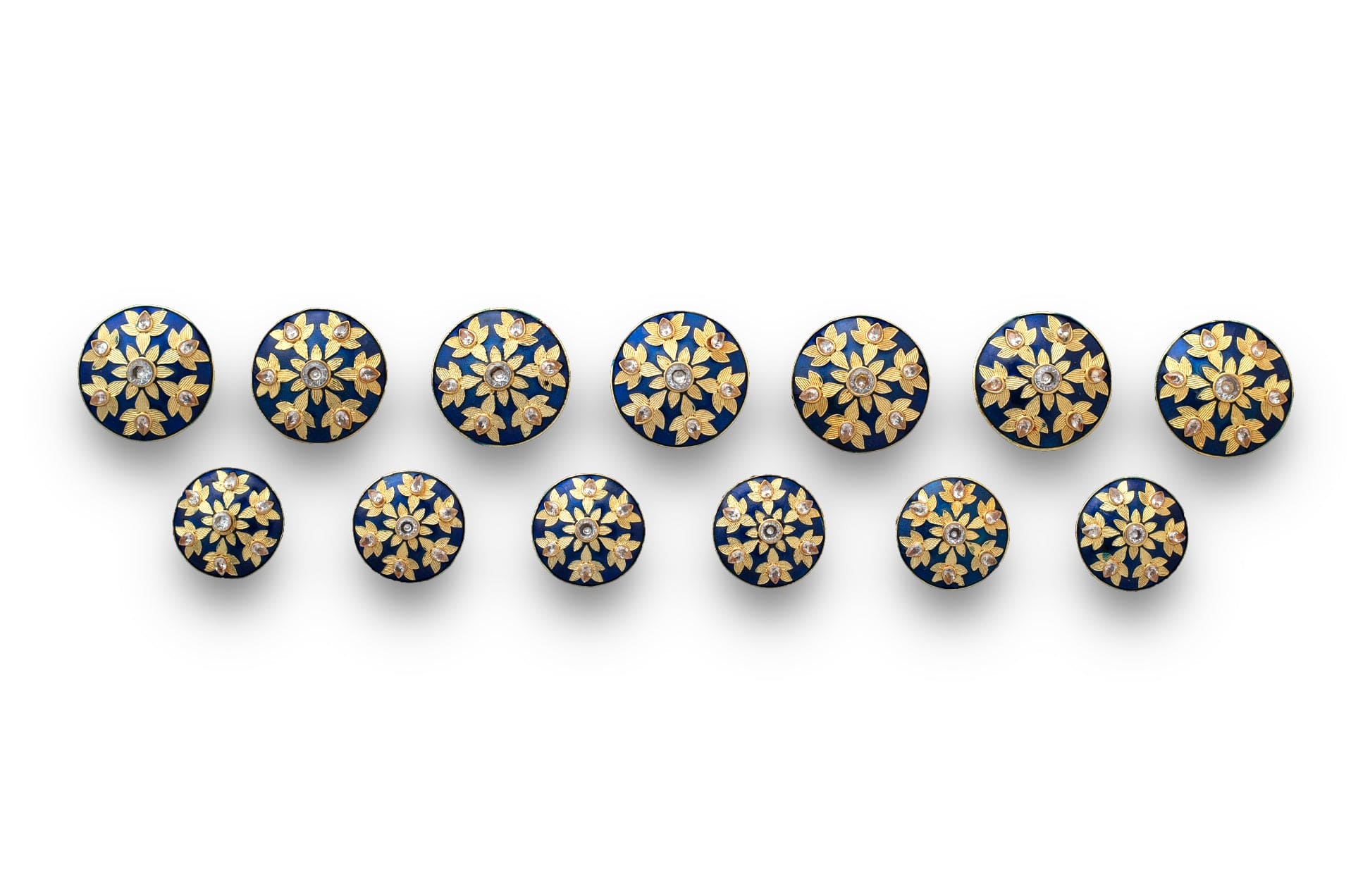 Navy Blue Floral Enamel Buttons