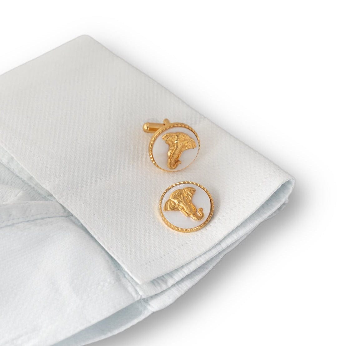 Mother of Pearl Elephant Gold Plated Cufflinks Gift Set | Animal Cufflinks Online | JRT Handicrafts