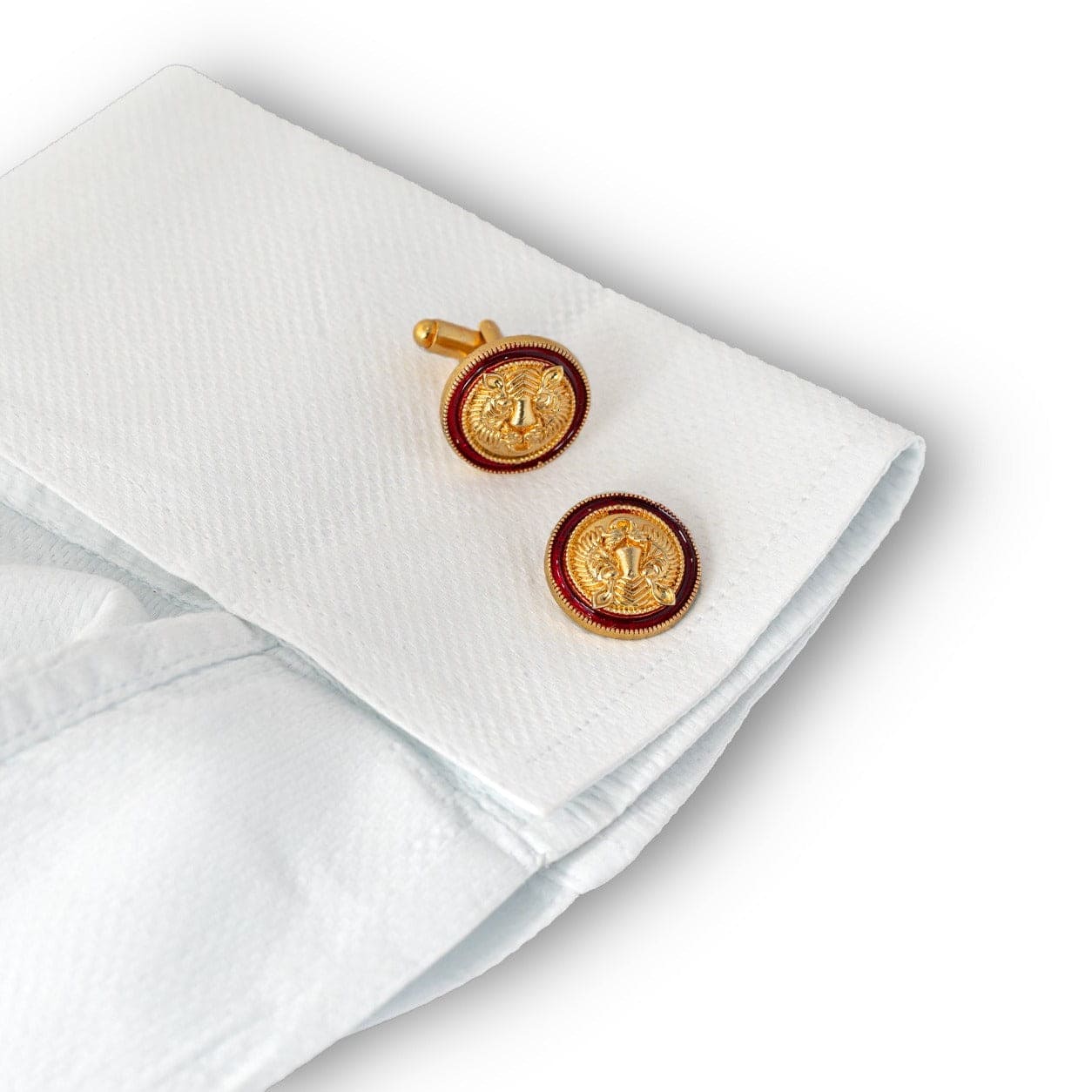 Handcrafted Tiger Enamel Gold Plated Cufflinks (Maroon) | Best Cufflinks For Men | JRT Handicrafts