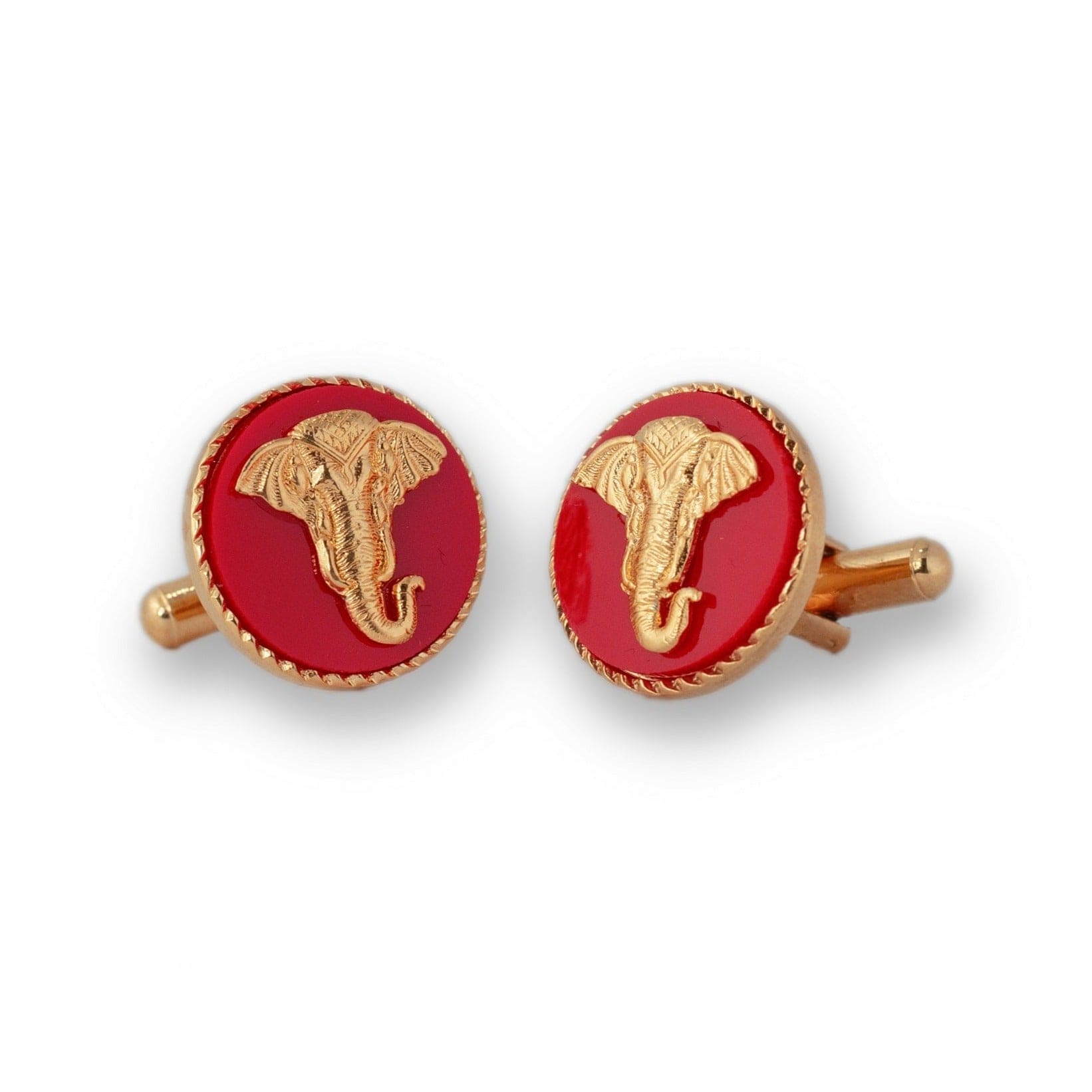 Handcrafted Elephant Gold Plated Cufflinks (Red) Online | JRT Handicrafts