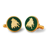 Elephant Howdah Gold Plated Cufflinks (Green)