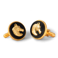 Horse Gold Plated Cufflinks (Black)