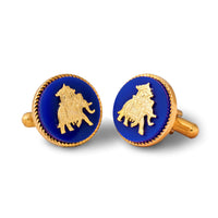 Elephant Howdah Gold Plated Cufflinks (Blue)