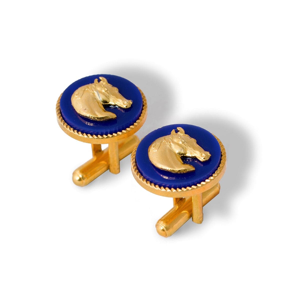 Horse Cufflinks Gift Set | Handcrafted Horse Gold Plated Blue Cufflinks For Men | JRT Handicrafts