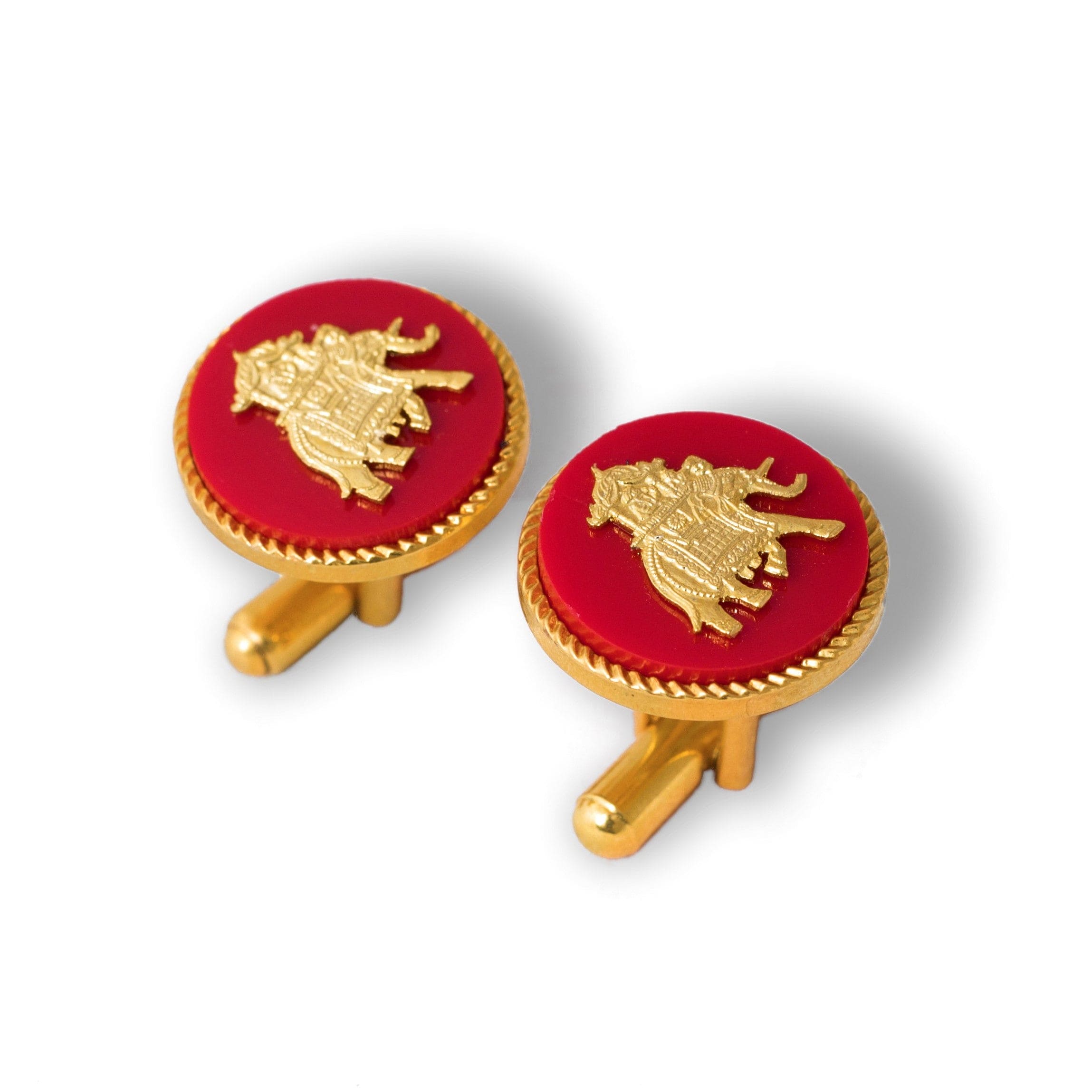 Royal Elephant Howdah Gold Plated Red Cufflinks Gift Set | JRT Handicrafts