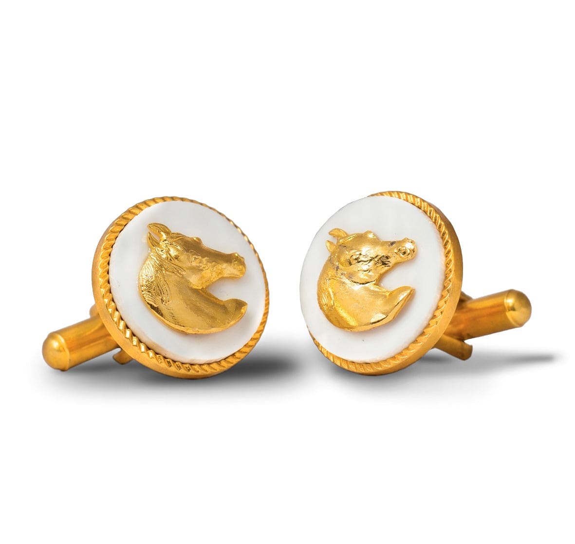 Handcrafted Horse Gold Plated Cufflinks (White) | JRT Handicrafts